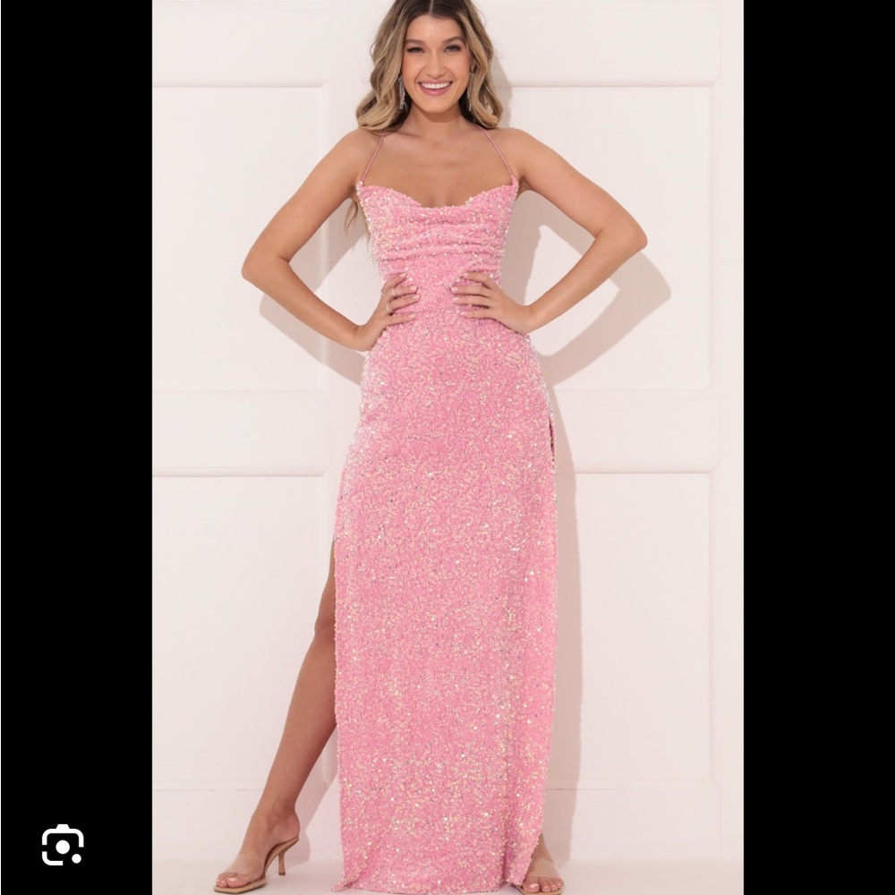 Lucy in the sky lissy velvet sequin maxi dress in pink